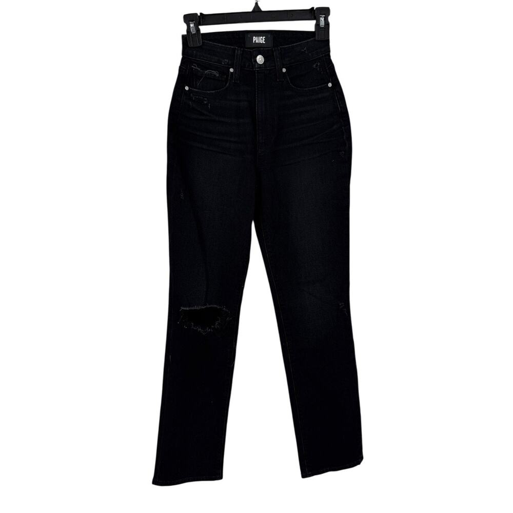 Paige flaunt knockout distressed jean black size 24 - Picture 2 of 8